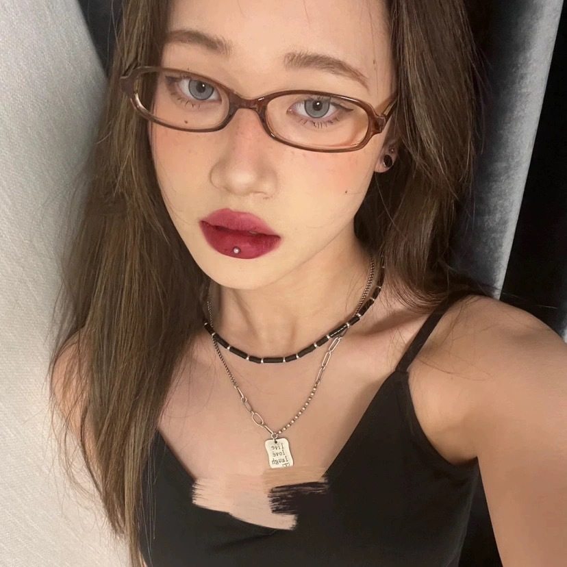 Retro black face small frame small face box myopia glasses frame plain glasses concave shape female y2g hot girl