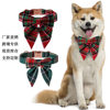 Manufacturer Wholesale Cross-Border Hot Selling Pet Collar British Style Christmas Plaid Rose Gold Buckle Collar Bow