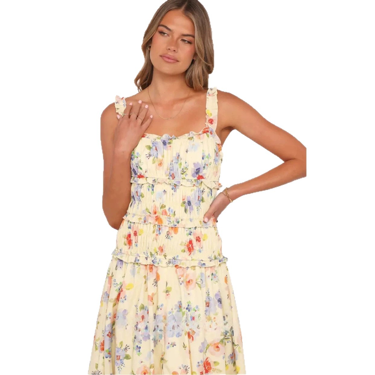 Floral High Waisted Dress Sleeveless Casual Soft Style Spring Summer Collection Wholesale Available