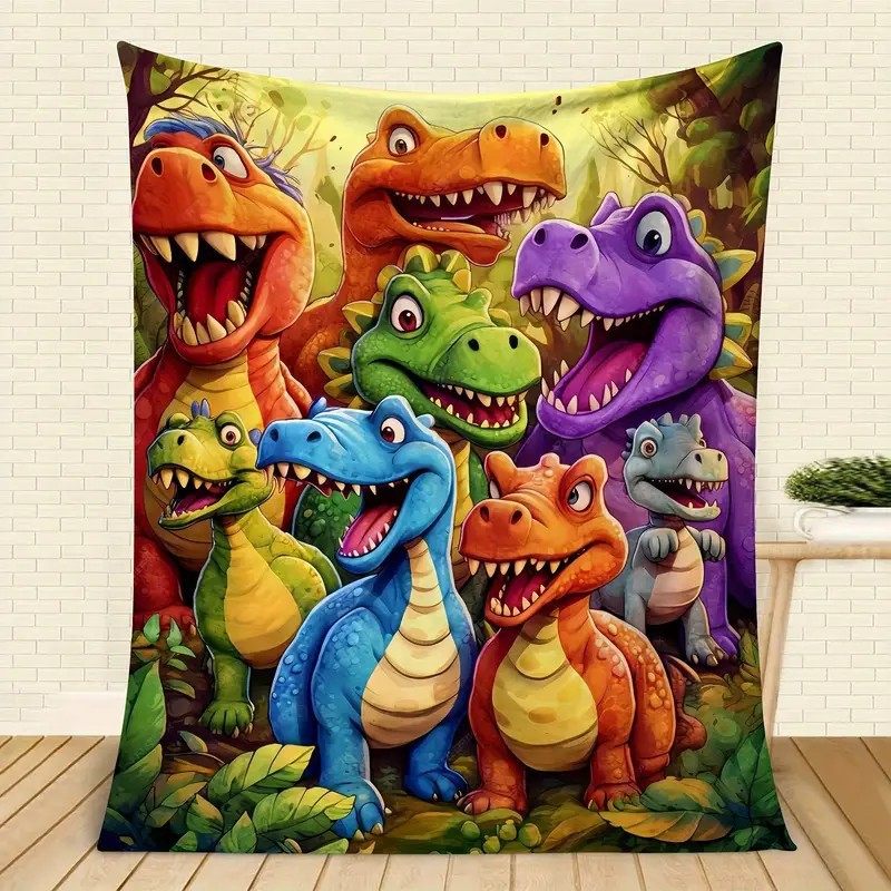 Popular Cross-Border Amazon Flannel Air Conditioning Blanket, Throw Blanket, Direct Supply from Manufacturer, Printed Double-Sided Fleece Dinosaur Blanket Wholesale