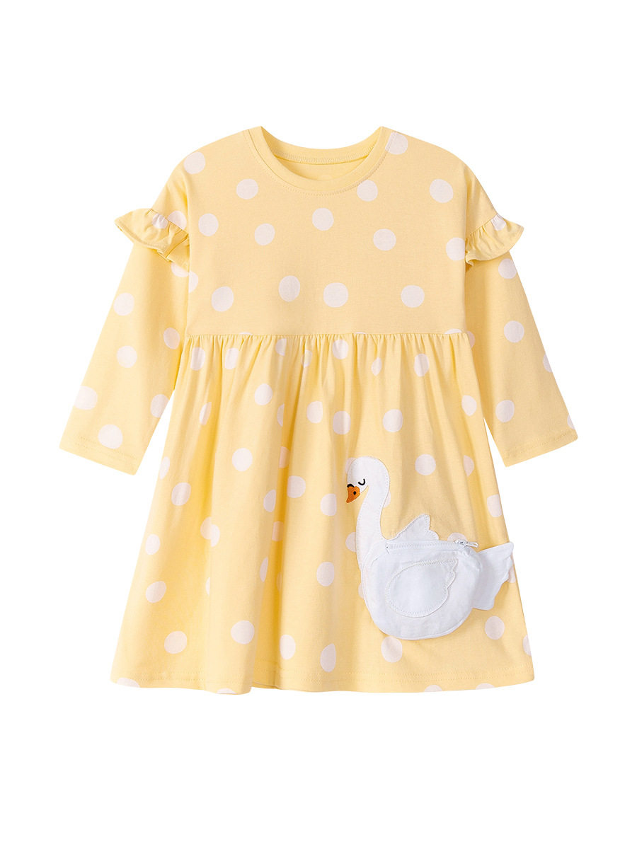 Kids' Dress Wholesale, Cartoon Autumn Girls' Dress, Cotton Kids' Skirt