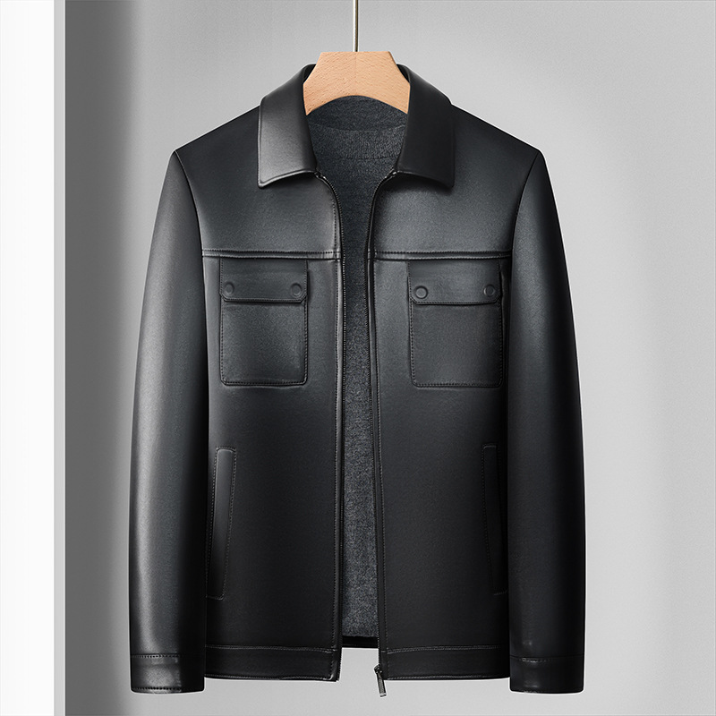 Áo Da Nam Kín Cổ Hàng Mùa Xuân Thu Đông Phong Cách Trẻ Trung