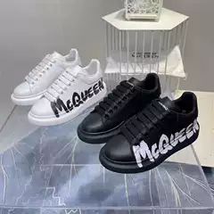 High Version 3D Printing silver Logo McQueen White Shoes Unisex Thick Sole Heightening Board Shoes Platform Lovers Shoes