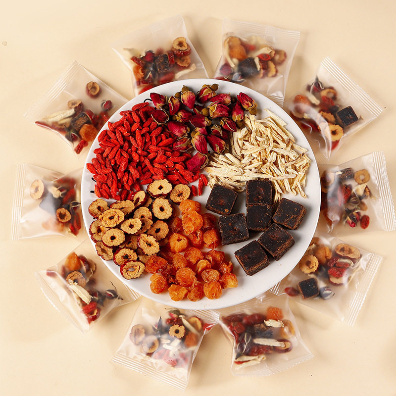 Brown sugar ginger jujube tea brown sugar longan red dates medlar group scented tea female qi and blood aunt brown sugar ginger tea wholesale