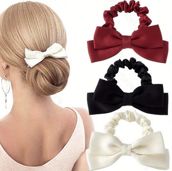 New Bow Hair Tie Amazon Cross-Border Best-Selling Hair Rope Hair Accessories High Ponytail Hair Rope Low Ball Hair Band
