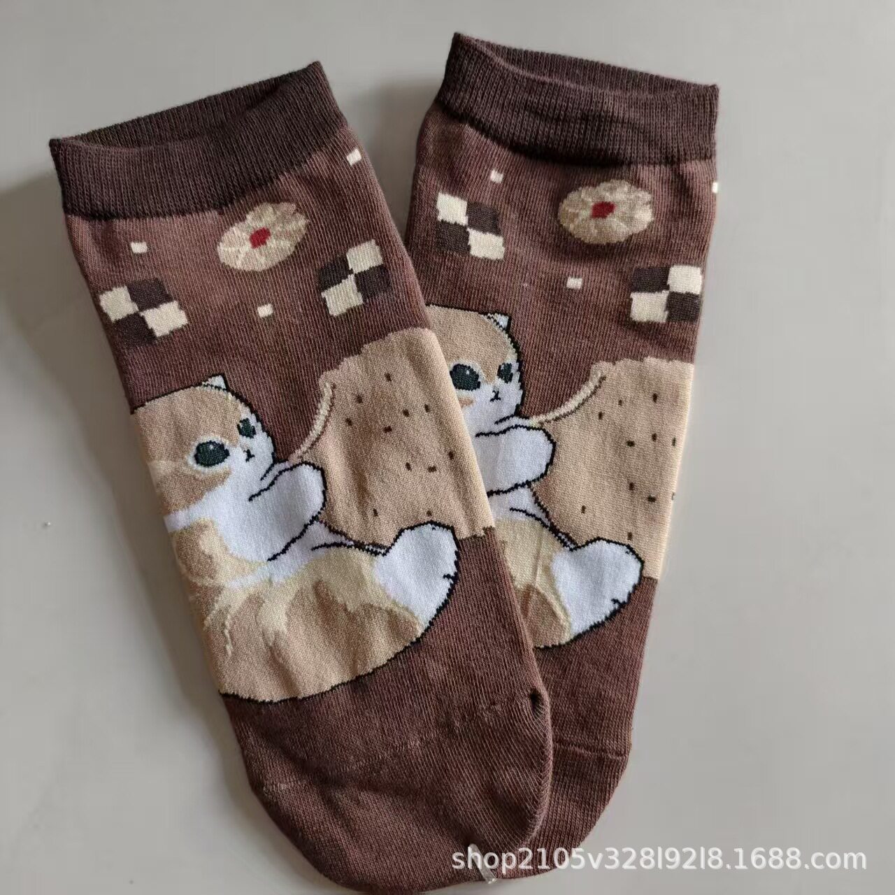 日单mofusand鲨鱼猫库存炸虾猫系列外贸出口女卡通棉袜短袜可爱袜