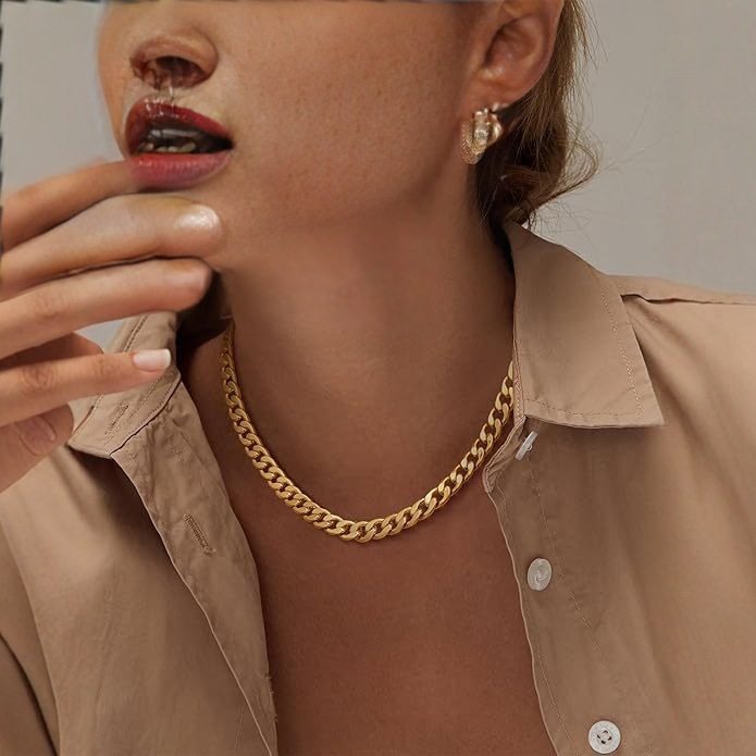 Stainless Steel Electroplated 14K Gold European and American Cross-border Hot Heavy Industry High-grade Necklace for Men and Women Fashion Joker Jewelry