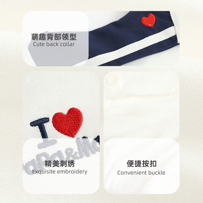 Newborn Jumpsuit Four Seasons Cotton-wool Navy Collar Long-sleeved Jumpsuit for Boys and Girls Baby Baby Climbing Clothes Outgoing Clothes
