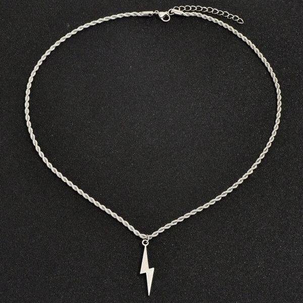 European and American Cross-border Fashion Jewelry Niche Design Sense Lightning Necklace Simple Personality All-match Hip-hop Style Woolen Chain