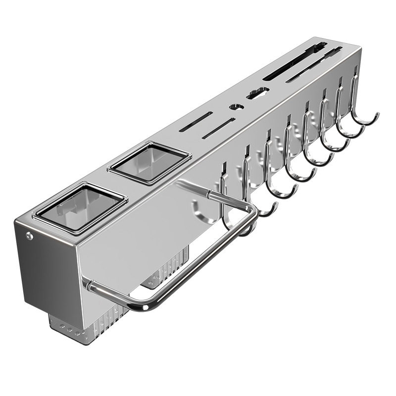 Stainless Steel Kitchen Knife Storage Rack Multi-functional Punch-free Knife Holder Storage Rack Chopstick Cage Chopstick Barrel Wall-mounted