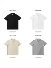 Summer Thin 200g Pique Cotton Textured Polo Shirt Men Youth Casual Minimalist Comfortable Breathable Lapel Short Sleeve