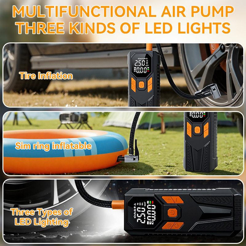 Car Air Pump Wireless Portable High-Pressure Electric Air Pump Car Air Pump Tire Pressure Measurement Dual Screen