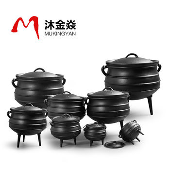 Cast Iron Pot for Outdoor Picnic Iron Ding Cross-border South African Pot Camping Stew Soup Pot Large Capacity Household Bonfire Cookware