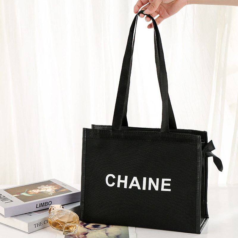 リボンキャンバスバッグ黒