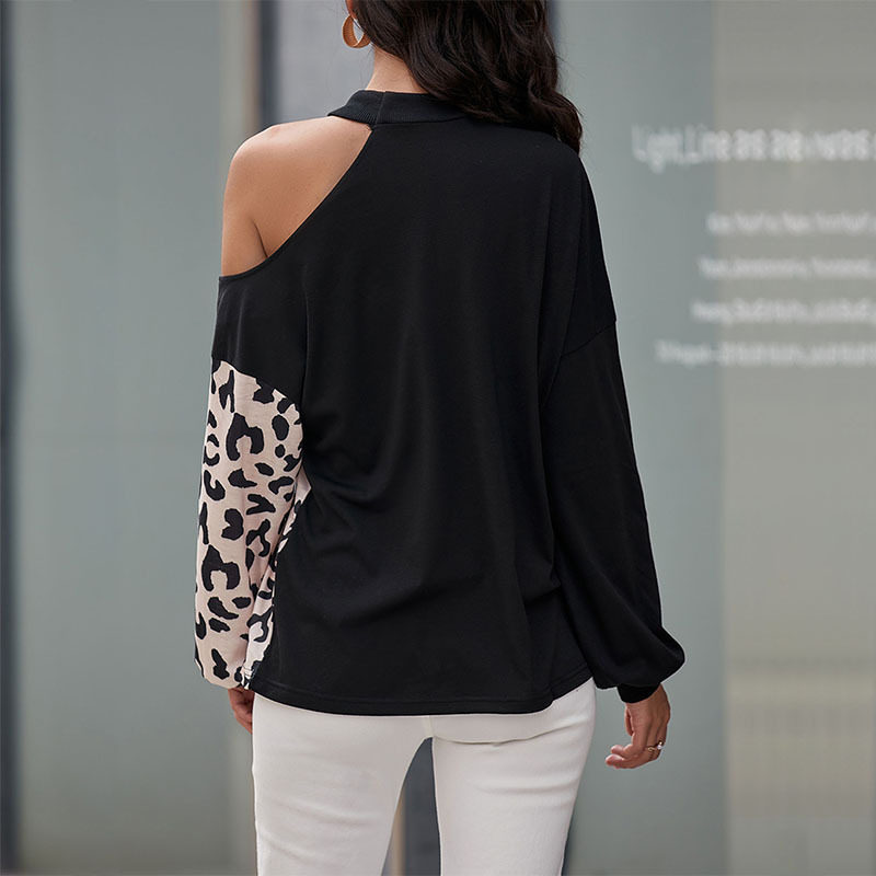 Casual Womens Long Sleeve Hollow Out Cold Shoulder T Shirt Half High Neck Lightweight Fabric Stylish Design Perfect