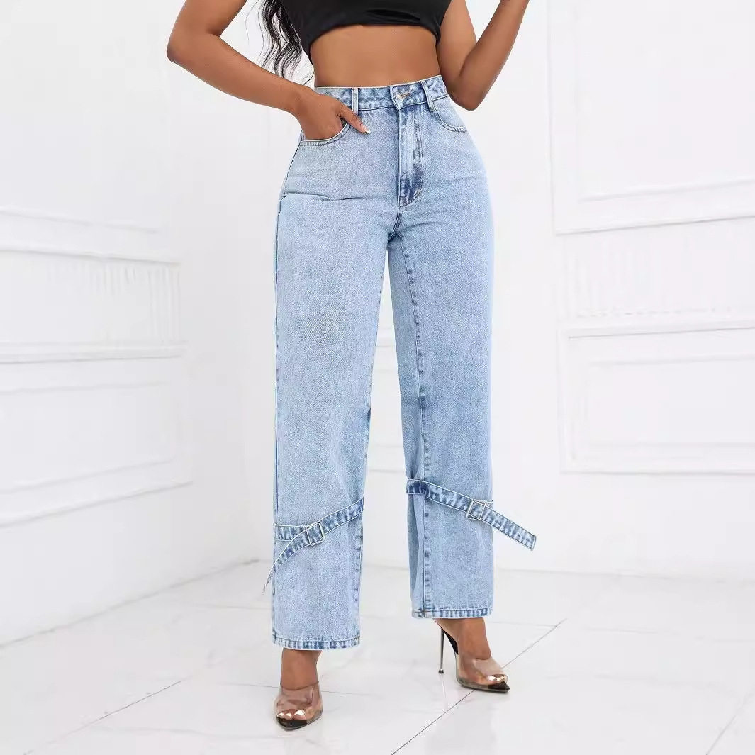 High Waisted Loose Fit Straight Leg Jeans Womens Denim Trousers Casual Wear for Everyday Use Wholesale Available