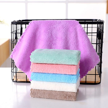 Coral fleece towel household absorbent quick-drying face towel cleaning cloth soft lint-free hand towel wholesale