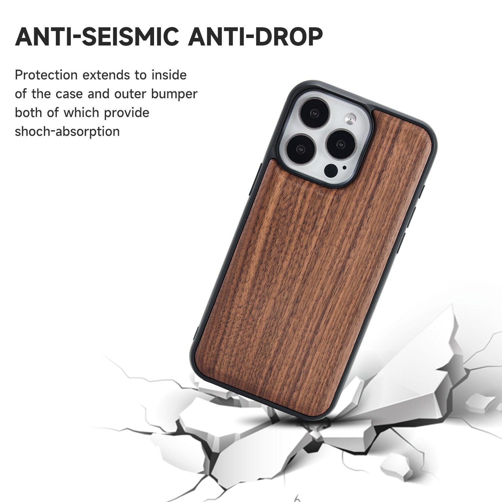 Suitable for Apple 17Pro Solid Wood Phone Case 17Promax Wooden All-Inclusive Anti-Fall Protective Cover 17 Wooden Phone Case