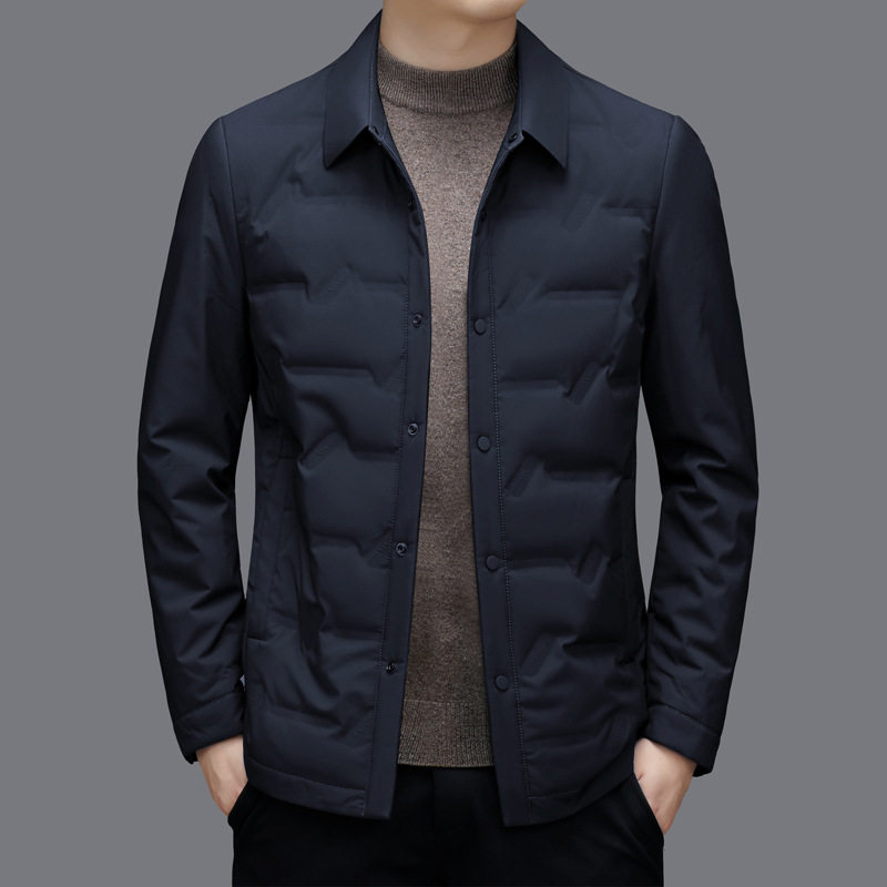 Cross-Border Stable Supply 2025 New Men's down Jacket with Lapel, Winter Business Casual Duck down Coat for Middle-Aged Men