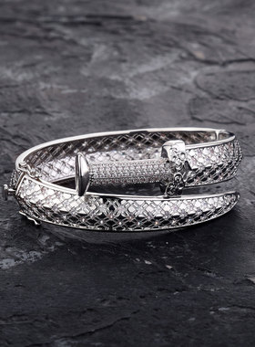 金澳新品国潮嘻哈风越王剑手镯菱形纹满锆个性手环士百搭手饰