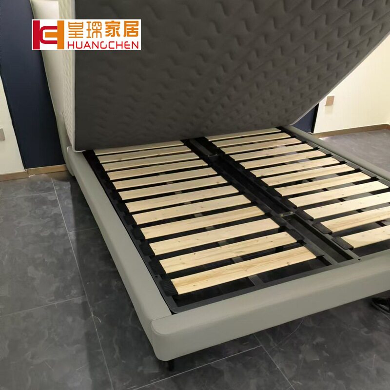 皇琛软体意式实木床极简床头真皮牛皮时尚静音床卧室家具工厂直营