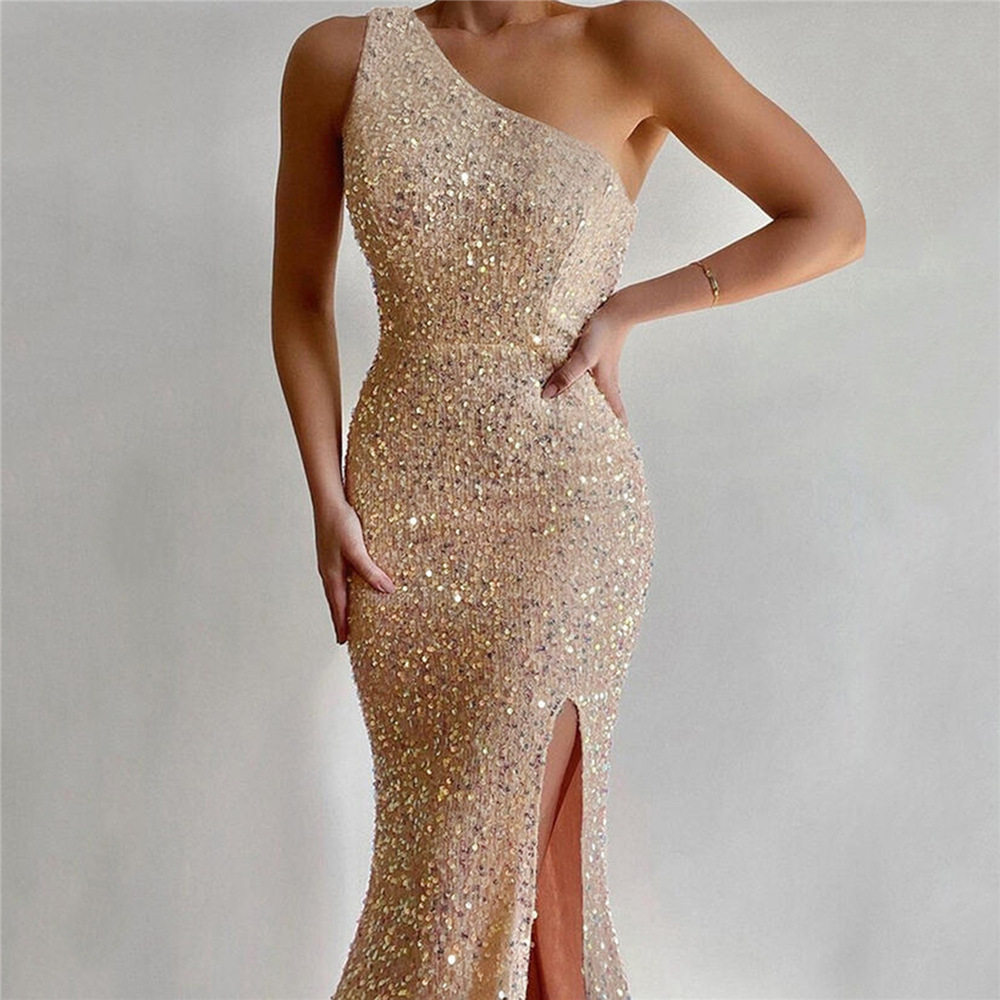 Sleeveless Sequin Dress Elegant One Shoulder Design Perfect for Summer Events Wholesale Available