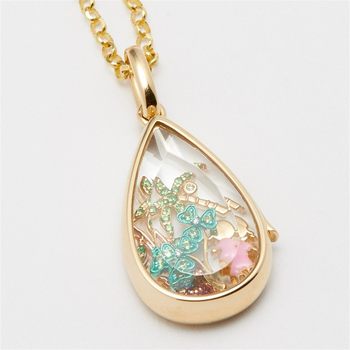 Cross-border Ocean Heart Openable Necklace Water Drop Pendant European and American Niche Cute Small Objects Collarbone Chain Color Preservation