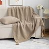 New European Style Tassel Knitted Blanket Thickened Nap Sofa Blanket Office Blanket Bedside Blanket Winter Thick Thread Blanket