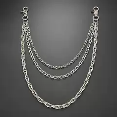 Fashion European and American Men's Metal Multi-layer Jeans Trendy Cool Hip Hop Punk Style Thick Chain Waist Chain Pants Accessories