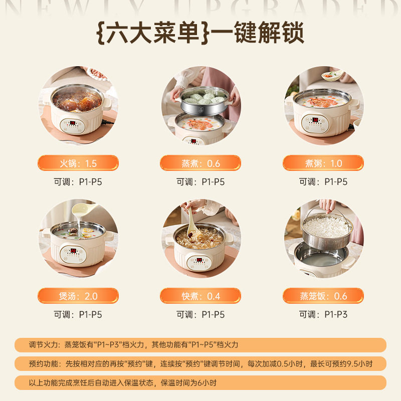 304 Food Grade Uncoated Large Capacity Electric Steamer Ancient Rice Steaming Electric Rice Cooker Household Electric Hot Pot Electric Cooker for 3-6 People