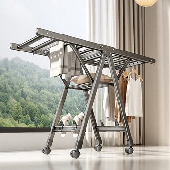 Folding Clothes Drying Rack for Home Use on the Balcony, Aluminum Alloy Adjustable Clothes Hanger for Drying Quilts