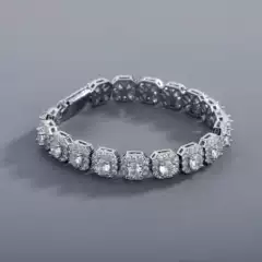 Fashionable Ice Sugar Bracelet Cuban Bracelet Ice Sugar Chain 5A Zircon Tennis Bracelet Flip-Top Men's Trendy Bracelet
