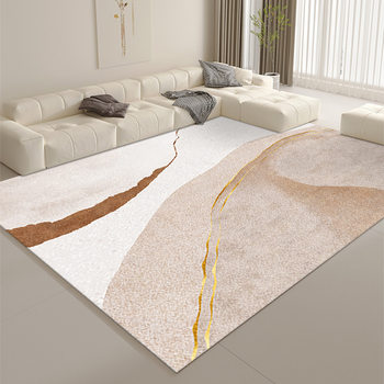 Japanese-Style Sofa Living Room Carpet, Crystal Velvet Non-Slip Mat, Water-Absorbent, Stain-Resistant, Easy to Care For, Bay Window Mat, Bedroom Bedside Rug