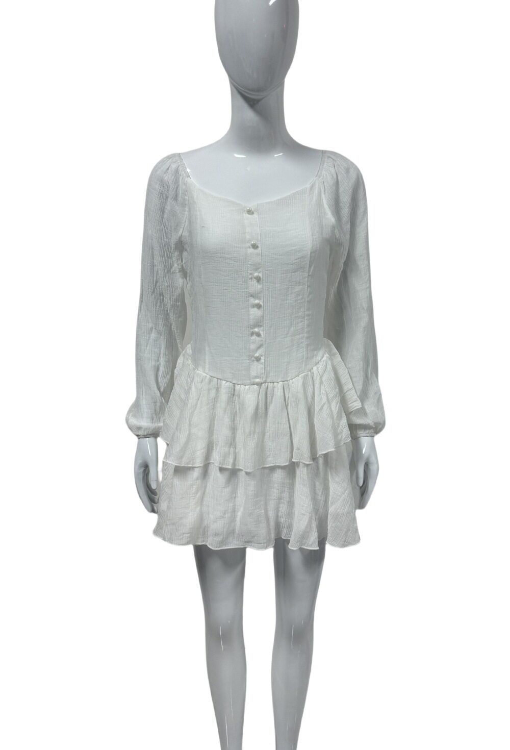 Womens Early Autumn Fashion Dress Solid Color Puff Sleeves Slim Fit Chiffon Fabric French Style Perfect for