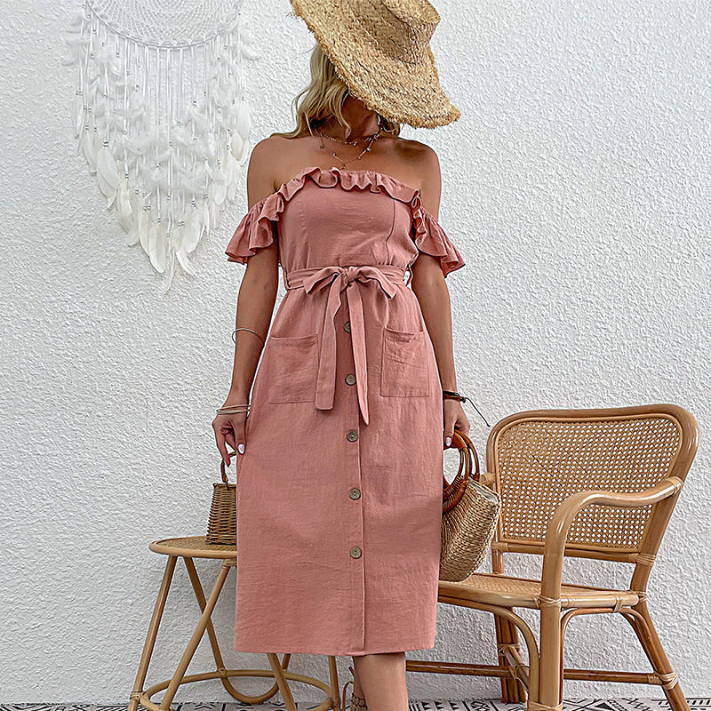 Off Shoulder Dress Casual Minimalist Summer Style Perfect for Parties or Everyday Wear Wholesale Available