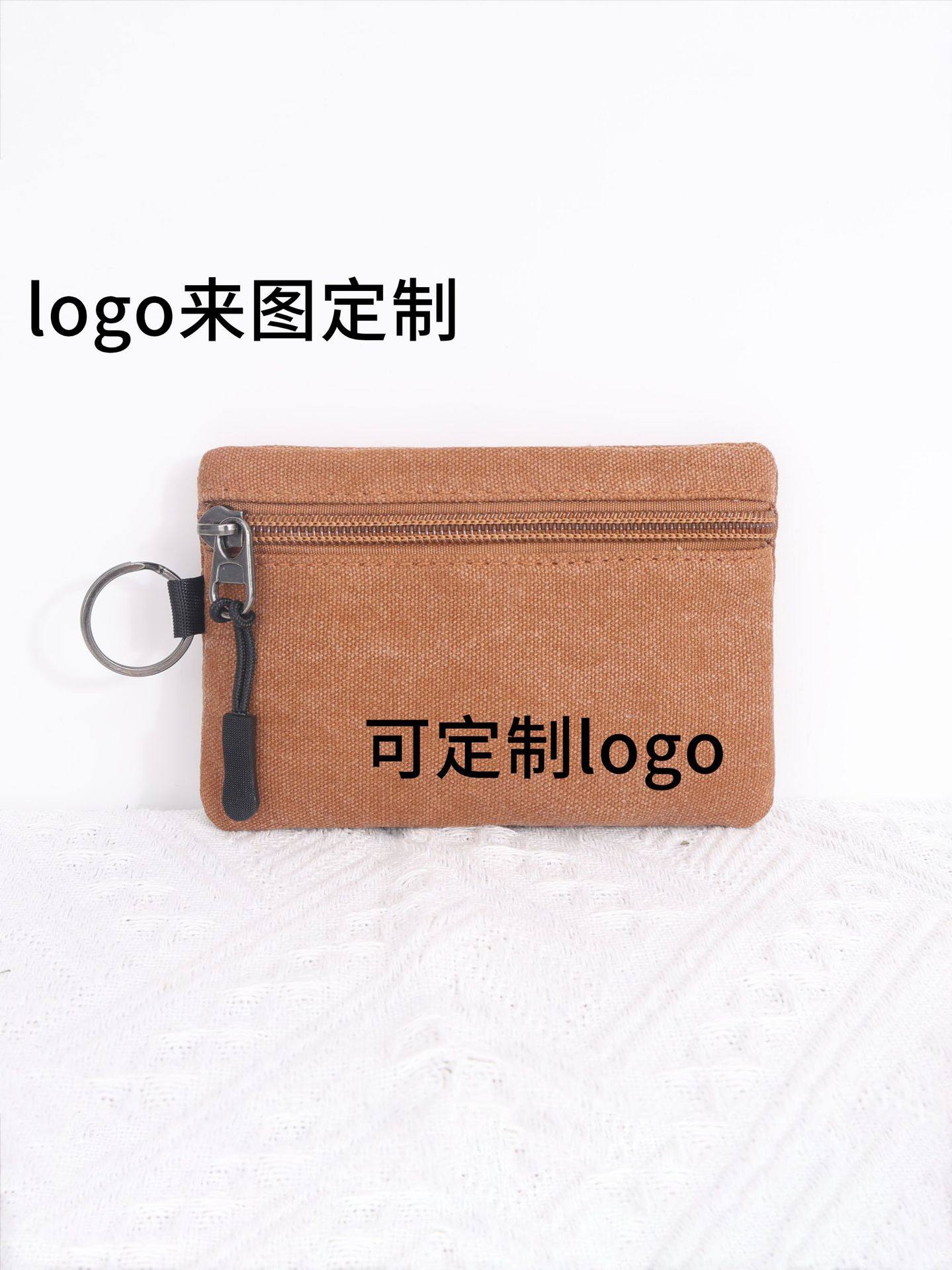 Canvas Small Wallet Coin Purse Portable Small Bag Lanyard Buckle Women's Wallet Coin Key Card Bag Cosmetics Bag