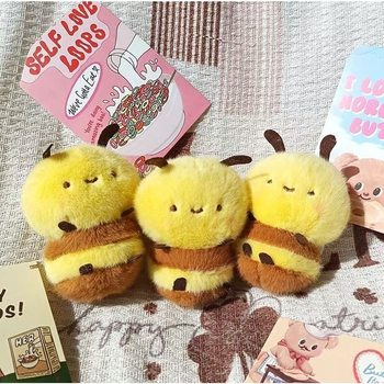 Cute Little Bee Plush Keychain School Bag Pendant Cartoon Bag Pendant Doll Animal Plush Pendant Toy