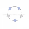 Purple chalcedony diamond white gold-five flower bracelet