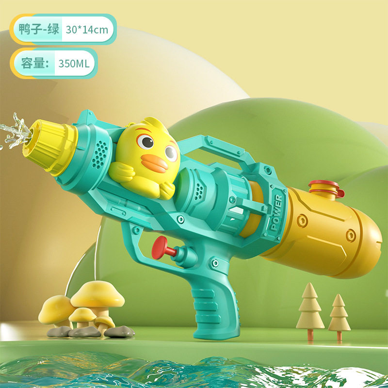 新款儿童水枪玩具网红双喷头戏水枪小马恐龙鸭子鲨鱼抽拉式滋水枪