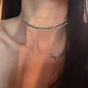 2024 Hong Kong Style Retro Metal Cold Style Super Rhinestone Woven Neck Chain choker Niche Light Luxury Collar G