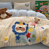 Autumn and Winter Pure Cotton Ins Thickeneded Pure Cotton Brushed Bed Four-Piece Set Cartoon Style Towel Embroidered Student Dormitory Three-Piece Set