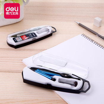 Deli 8643 compass set student teaching geometry drawing plastic automatic pencil lead stationery wholesale