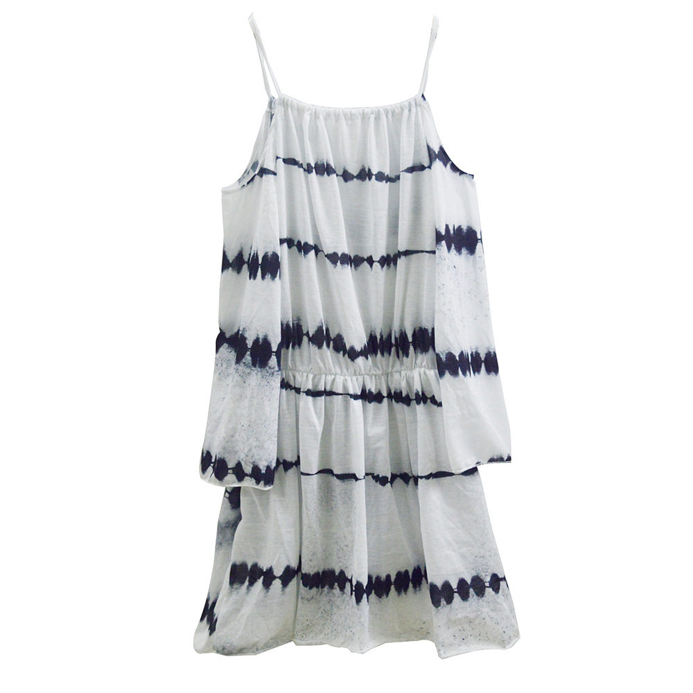 Womens Tie Dye Striped Dress Black and White Sleeveless Casual Summer Style Wholesale Available