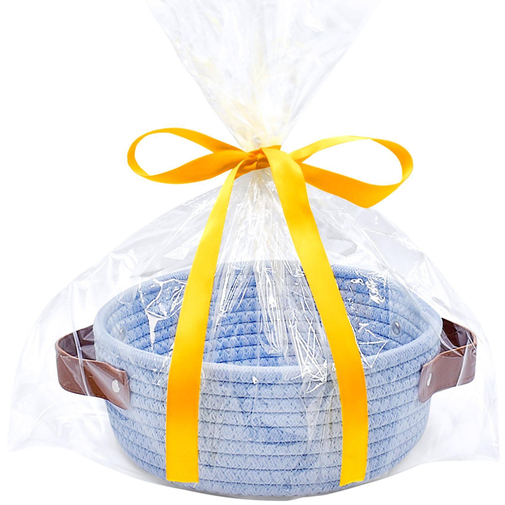 Amazon's Popular Cross-Border Round Leather Handle Cotton Rope Toy Bathroom Storage Basket Storage Basket Gift Basket