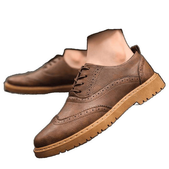 2025新款男鞋休闲皮鞋夏季新款布洛克英伦复古商务正装百搭工装鞋