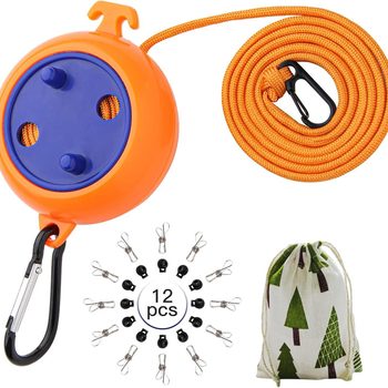 Outdoor travel portable windproof non-slip clothesline business trip Hotel indoor retractable clip clothes drying clothesline