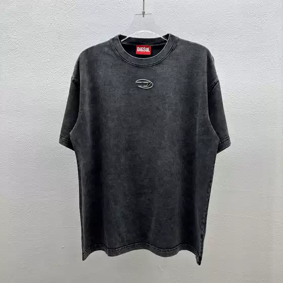 Diesselr Diesel T-Shirt Trendy Niche Short-Sleeve Washed Vintage Round-Neck T-Shirt Loose Fit Unisex Short-Sleeve Summer Silver Label