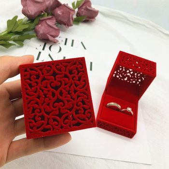 Wedding creative hollow ring box festive Chinese jewelry jewelry ring flocking packaging box