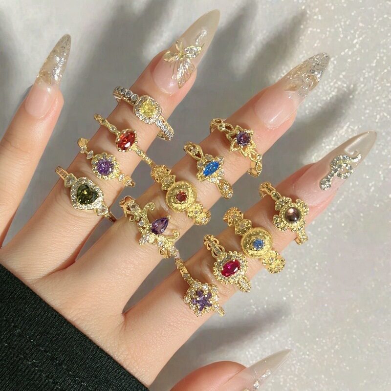 Live Blind Box Series Color Treasure Gestars Opening Ring Wave Micro-inlaid Zircon Light Luxury Advanced Sense Ring