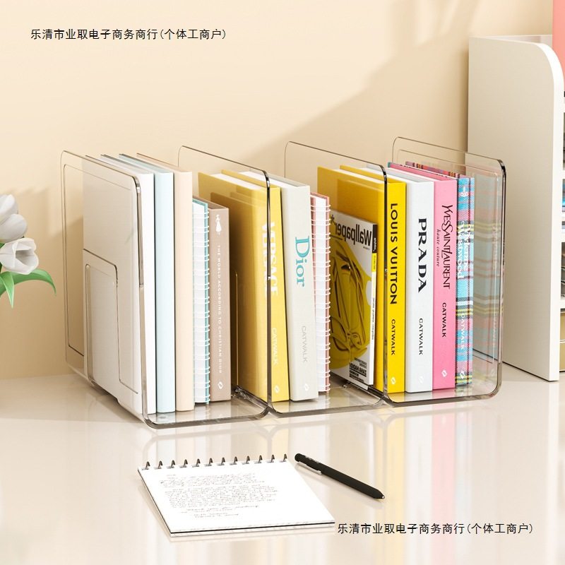Acrylic Bookend Desktop Plastic Bookend Rack Transparent Bookshelf Baffle Book Clip Bookend Rack Storage Book Display Rack